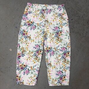 Gap Floral High Rise Barrel Jeans White Pink Yellow Blue Size 35 20R Regular